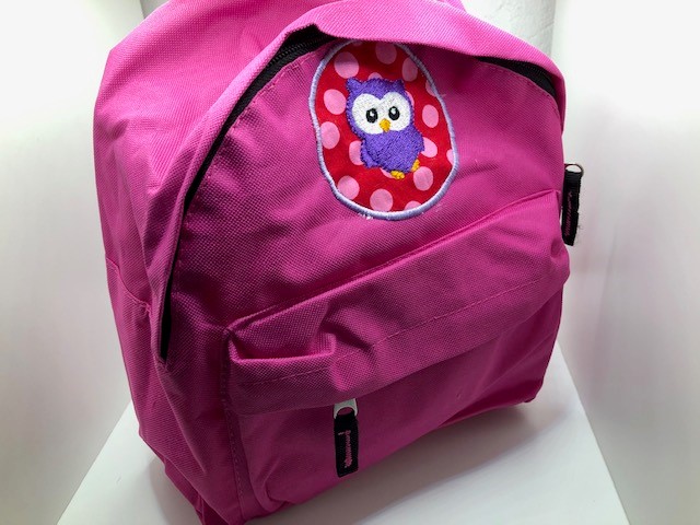  - Sehr schöner bestickter Rucksack für Kinder/ Kindergartentasche/ Rucksack Eule pink