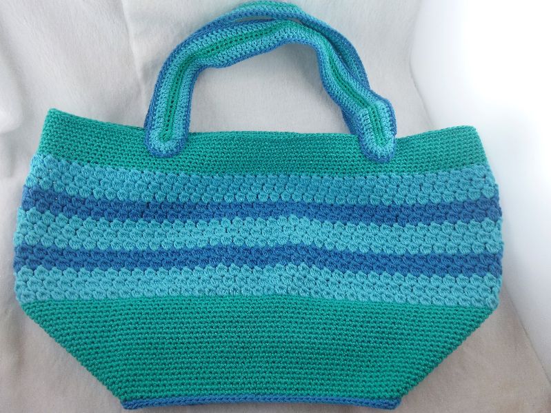  - handgehäkelte Tasche in pertrol und blau aus reiner Baumwolle kaufen