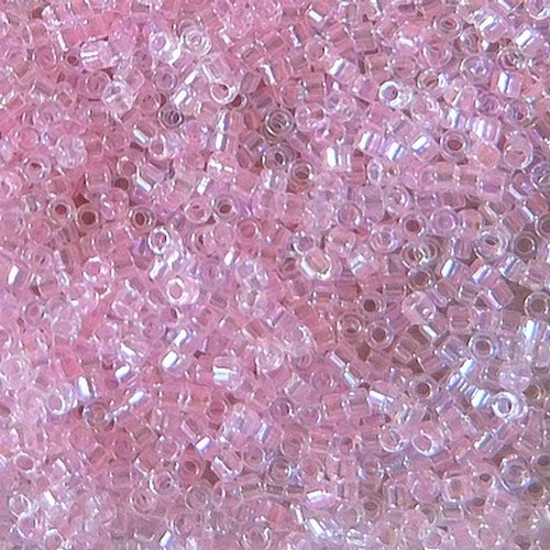  - 5 gr. Miyuki Delica, Zylinderperlen, hell rosa AB, lined pink AB, zum Herstellen gefädelter oder gehäkelter Schmuckstücke aus Glasperlen 