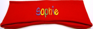 Ohrenstirnband handgemachte rot mit Namen 