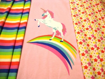 Jersey Panel Regenbogen Einhorn 80cm L x 160 cm B.