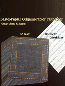 Faltpapier für Basketta-Sterne Origami-Papier Bastel-Papier Jeans & Gestricktes 33 Bögen 15 x15 cm
