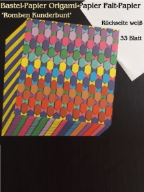 Faltpapier für Basketta-Sterne Origami-Papier Bastel-Papier Kunderbunte Romben 33 Bögen 15 x15 cm