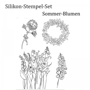 Silikonstempel, Clear-Stamper, transparent, Sommerblumen, Gartenblumen Blumen, Stempel-Set