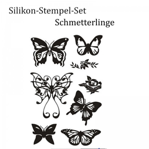 Silikonstempel, Clear-Stamper, transparent, Schmetterlinge, Stempel-Set