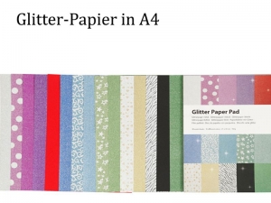 Tolles Glitter-Papier als Block, 30 Bögen, Deko-Papier, Bastelpapier perfekt für Karten & verzieren, Papier-Bastelei