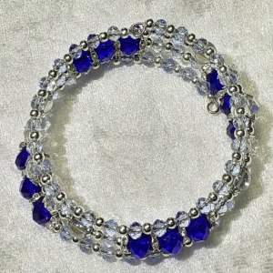 Armreifen, Armband mit Geschenkverpackung, funkelnde Perlenkombination mit wahnsinnsblau und silber, handgearbeitet 