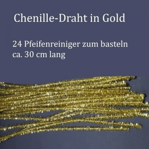 Chenille-Draht, Pfeifenreiniger, Plüschdraht, Biegedraht in golden, 24 Stück, Basteldraht