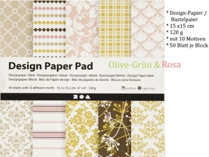 Design Papier-Block, 50 Blatt mit 10 Motiven, bunte Mischung, Bastel-Papier,