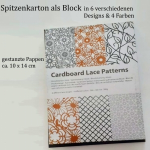 Spitzenblock, gestanzter Papier-Block, 200g, 6 Motiven in 4 Farben, Bastel-Karton,  