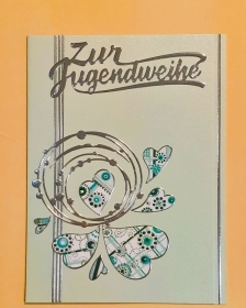 Jugendweihe-Karte, Glückwunschkarte herzlichen Glückwunsch für Jugen 10,5 x 14,5 cm  Mintgrün