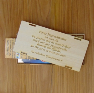 Jugendweihe Geschenk ♥ Schokoladenbox Holz ♥ Box B3-SLB2009-Jugendweihe ♥ Verpackung für Schokolade, Gutschein, Geldgeschenk, 