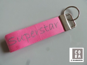 Schlüsselband Schlüssbund Schlüsselanhänger * SUPERSTAR *  #mitLiebegenäht   Geschenk kleines Mitbringsel  ´