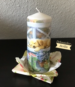 Kerze  ♥ 17 cm ♥️ Einzigartig♥ Geschenk ♥ upcycling ♥ Unikat  - schlafender Hund