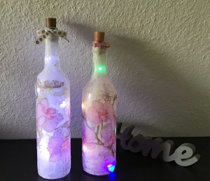  ♥ Leuchtflaschen Set ♥ handmade ♥ Geschenk ♥️ upcycling ♥ Unikat - Blumen Rose