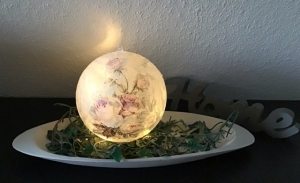 Leuchtkugel 14 cm ♥ Einzigartig♥ Geschenk ♥ upcycling ♥ Unikat  - Rosen romantisch