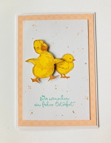 Grußkarte zu Ostern in Pastellfarbe Blütenrosa Handarbeit Stampin’Up Unikat