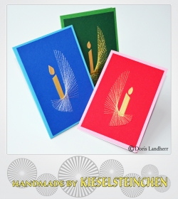 Weihnachtskarten mit Fadengrafik 