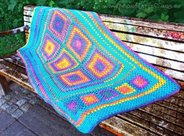 Häkeldecke RAINBOW GLITTER , Tagesdecke  Überwurf, Decke, gehäkelt