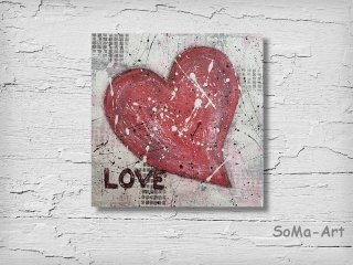 Acrylbild ☆LOVE☆ Kunst Dekoration, Herz, Leinwand, Moderne Malerei ** SoMa_Art 