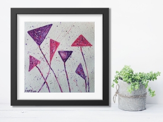 Acrylbild ☆ Blumen Unrund☆ Dekoration, Kunst, Abstrakt,,Acrylbild auf Papier, Moderne Malerei ** SoMa_Art 