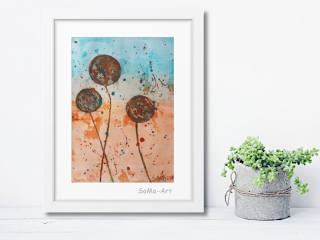 Acrylbild ☆Kugelblumen 2☆ Kunst, Acryl auf Papier, Moderne Malerei ** SoMa_Art 