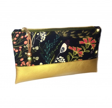 Schminktäschchen Federmäppchen Art Gallery Blumen floral ☀️ Kunstleder Gold