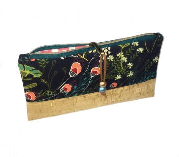 Schminktäschchen Federmäppchen Art Gallery Blumen floral ☀️ Kork Gold 