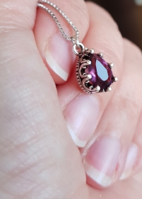 ☆Amethyst-Tropfen-Kette mit Silber☆ 925 silber, Geschenk für Sie, Edelstein, Anhänger, Muttertag, Silberkette, facettierter