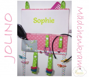 Haarspangenhalter mit Name Einhorn Schmuckutensilo rosa Sterne