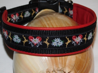 Hundehalsband - 46-56cm - Hirschliebe -  lederunterfüttert