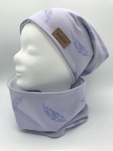 FLIEDER FEDER Beanie mit passendem Loop 