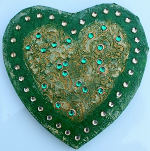Herz HERZBILD IN GRÜN Valentinstag Geschenk Muttertag Acrylbild Collage Bild auf Keilrahmen 