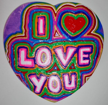 Acrylbild PINK GRAFFITI  Herz Valentinstag Geschenk Muttertag  Collage Herzbild auf Keilrahmen  Sprüche Liebeserklärung Geschenk für Verliebte  