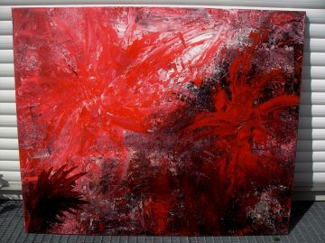 Acrylbild IM ROTEN FARNWALD Acrylmalerei Gemälde Wanddeko abstrakte Kunst Malerei  abstraktes Bild rotes Gemälde 