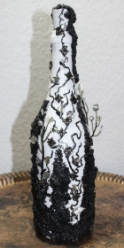Dekoflasche Geldgeschenk BLACK & WHITE Upcycling Künstlerflasche Geschenk zu Weihnachten  Geburtstag Valentinstag Muttertag 