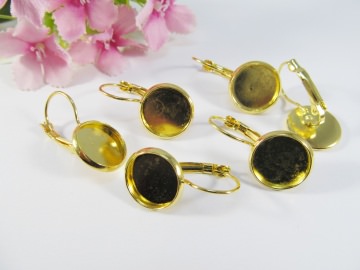 10 Brisuren Rohlinge für 12mm Cabochons, Farbe gold