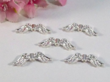 10 Flügel Perlen 'Schwan', Farbe silber
