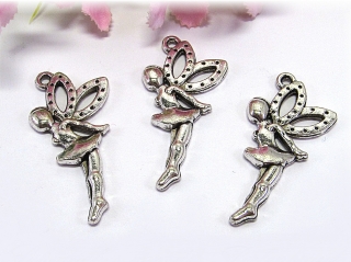 5 Elfe Anhänger / Charm, Farbe silber antik