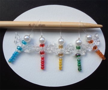 5er Set Maschenmarkierer   Libellen, Farbmix 001, Maschenmerker Stricken