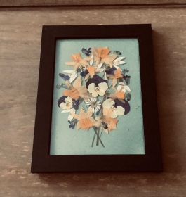  Holzbilderrahmen, Fotobilderrahmen mit echter Blüte - Echte gepresste Blüten, Frühlingsboten 