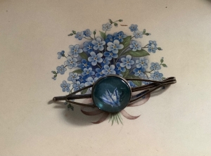 Haarschmuck, Haarklammer mit echter Blüte -  Echte gepresste Blausternblüten -