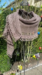  Lacetuch *ZÖPFLI* gestricktes Schultertuch in braun Baumwolle