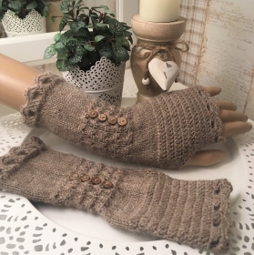 Armstulpen *♡♡♡* gestrickt u.gehäkelt in graubraun