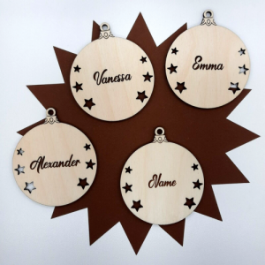 Geschenkanhänger Personalisiert Weihnachten Holz Glaskugelform Advent Geschenk Anhänger  