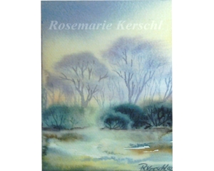 Aquarell ♡Morgentau♡ original handgemaltes Unikat 17 cm x 12 cm 3615.180820.183109_181dnebel17x12
