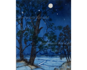 Original Aquarell ☆Mondlicht☆ handgemalte Landschaft ☆ Galerie Kerschl 3615.181026.104809_150amondlicht32x24aquarell