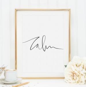 Poster, Kunstdruck, Wandbild, Yoga Poster im Handletteringstil: Calm