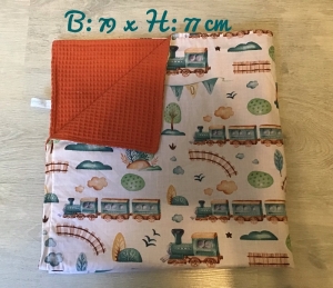 Babydecke  ❤️ Decke ❤️ mit Waffelpique ❤️ Geschenk ❤️ Unikate  - Eisenbahn