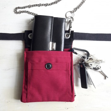  Bauchtasche ARBEIT (weinrot) - für Kellner / mit viel Platz für Werkzeug